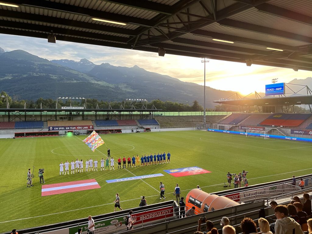 Rheinpark Stadium trước một trận UEFA Nations League