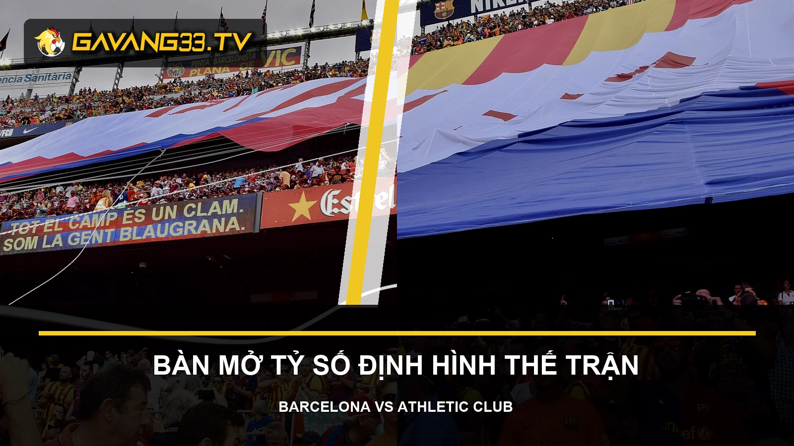 Tư liệu Barcelona và Athletic Club trước trận La Liga, có logo và tiêu đề bài nhận định