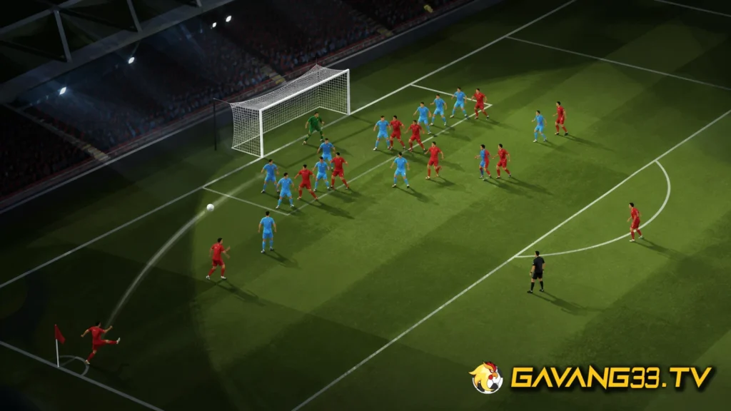 Minh họa tình huống bóng cố định trong trận Arsenal gặp Manchester City tại Cardiff